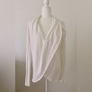 Lucy White Faux Wrap Front Pullover - S